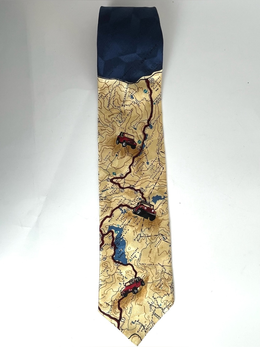 JEEP Tie •Colorful Off-road Map Print With Jeeps •Classic Wide 56”X4”